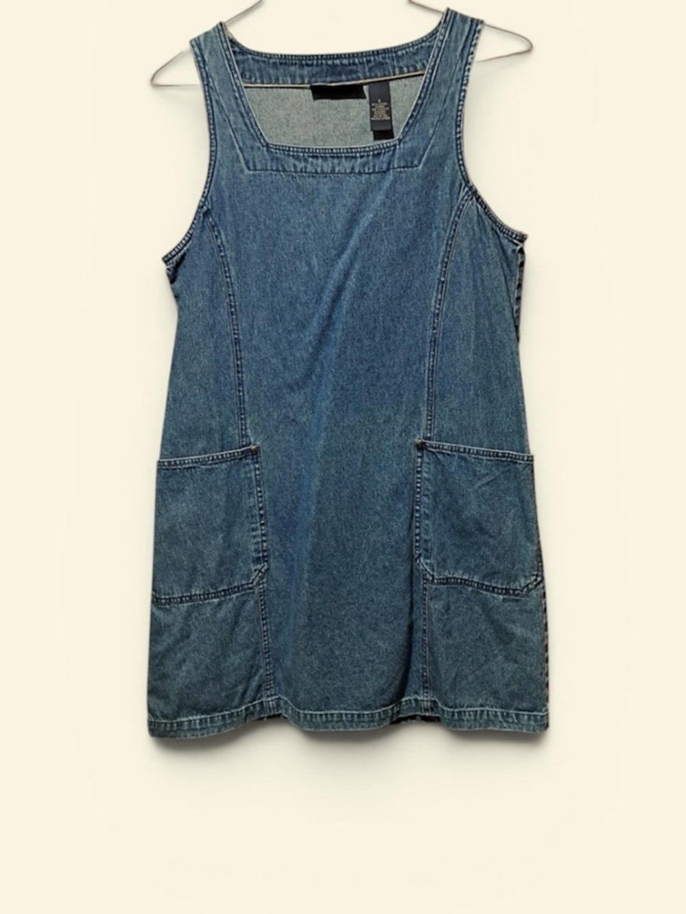 Route 66 Blue Denim Midi Pinafore Dress Overalls